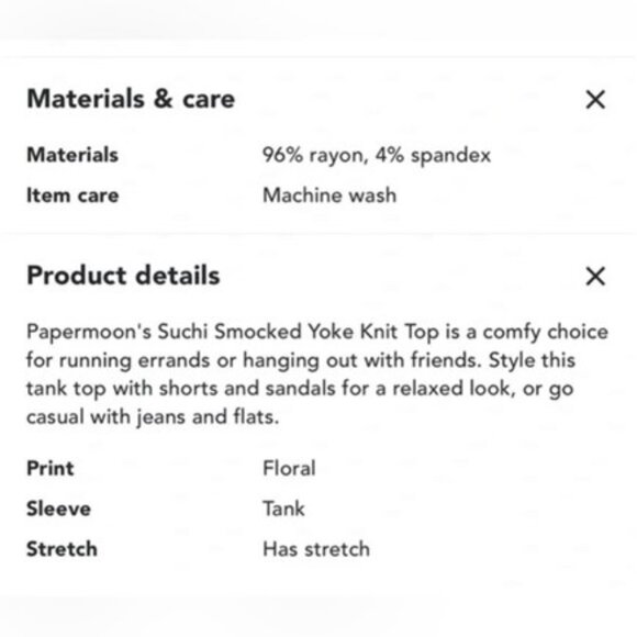 Papermoon Suchi Smocked Yoke Knit Tank Top NWOT - Picture 3 of 4